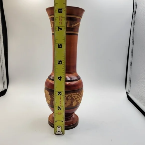 Vintage Wooden Hand Carved Etched Wooden Vase - Picture 5 of 5